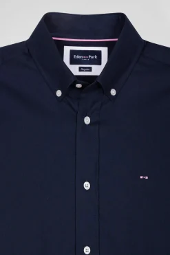 Chemise en coton oxford bleu marine coupe Regular broderie dos