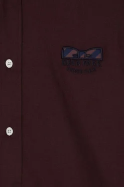 Chemise en coton Oxford bordeaux nœud papillon cerclé coupe Regular