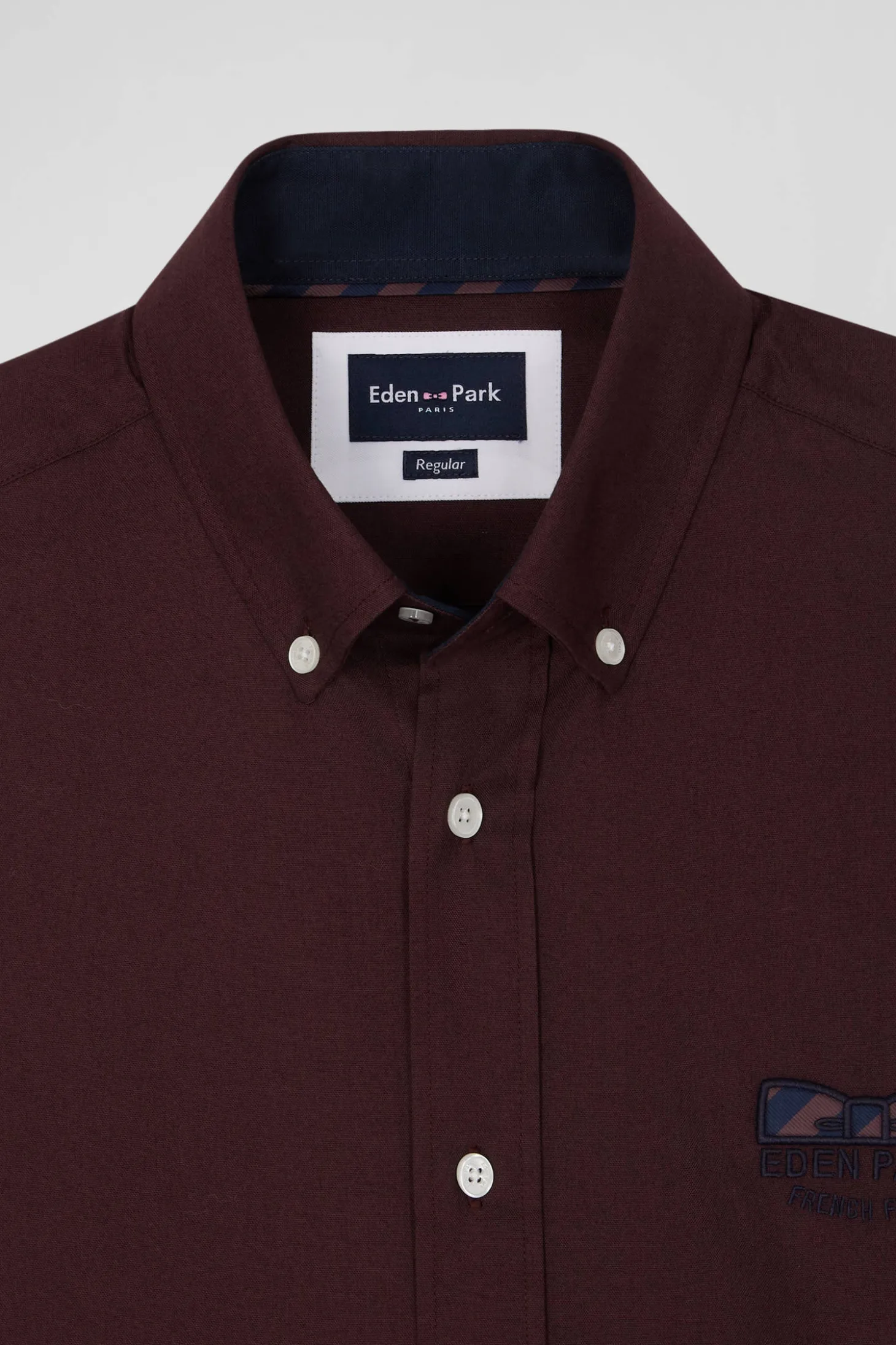 Chemise en coton Oxford bordeaux nœud papillon cerclé coupe Regular