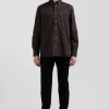 Chemise en coton Oxford marron nœud papillon cerclé coupe Regular