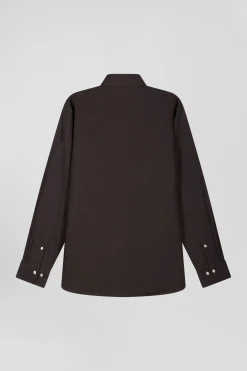 Chemise en coton Oxford marron nœud papillon cerclé coupe Regular
