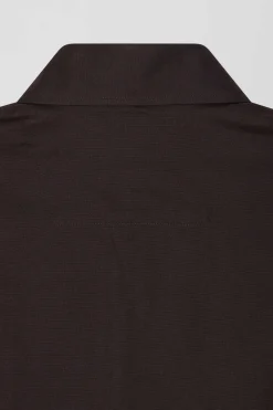 Chemise en coton Oxford marron nœud papillon cerclé coupe Regular