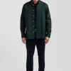 Chemise en coton Oxford vert nœud papillon cerclé coupe Regular