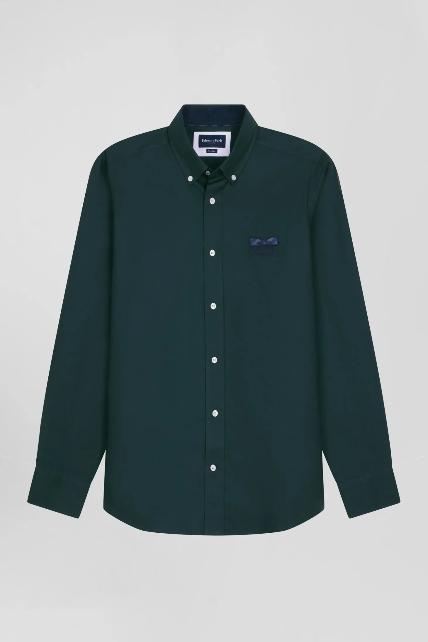 Chemise en coton Oxford vert nœud papillon cerclé coupe Regular