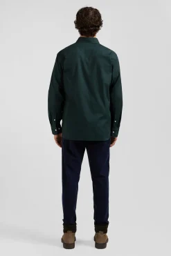 Chemise en coton Oxford vert nœud papillon cerclé coupe Regular