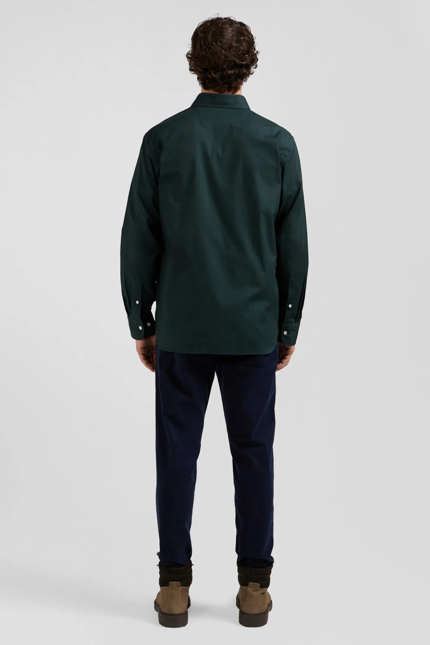 Chemise en coton Oxford vert nœud papillon cerclé coupe Regular
