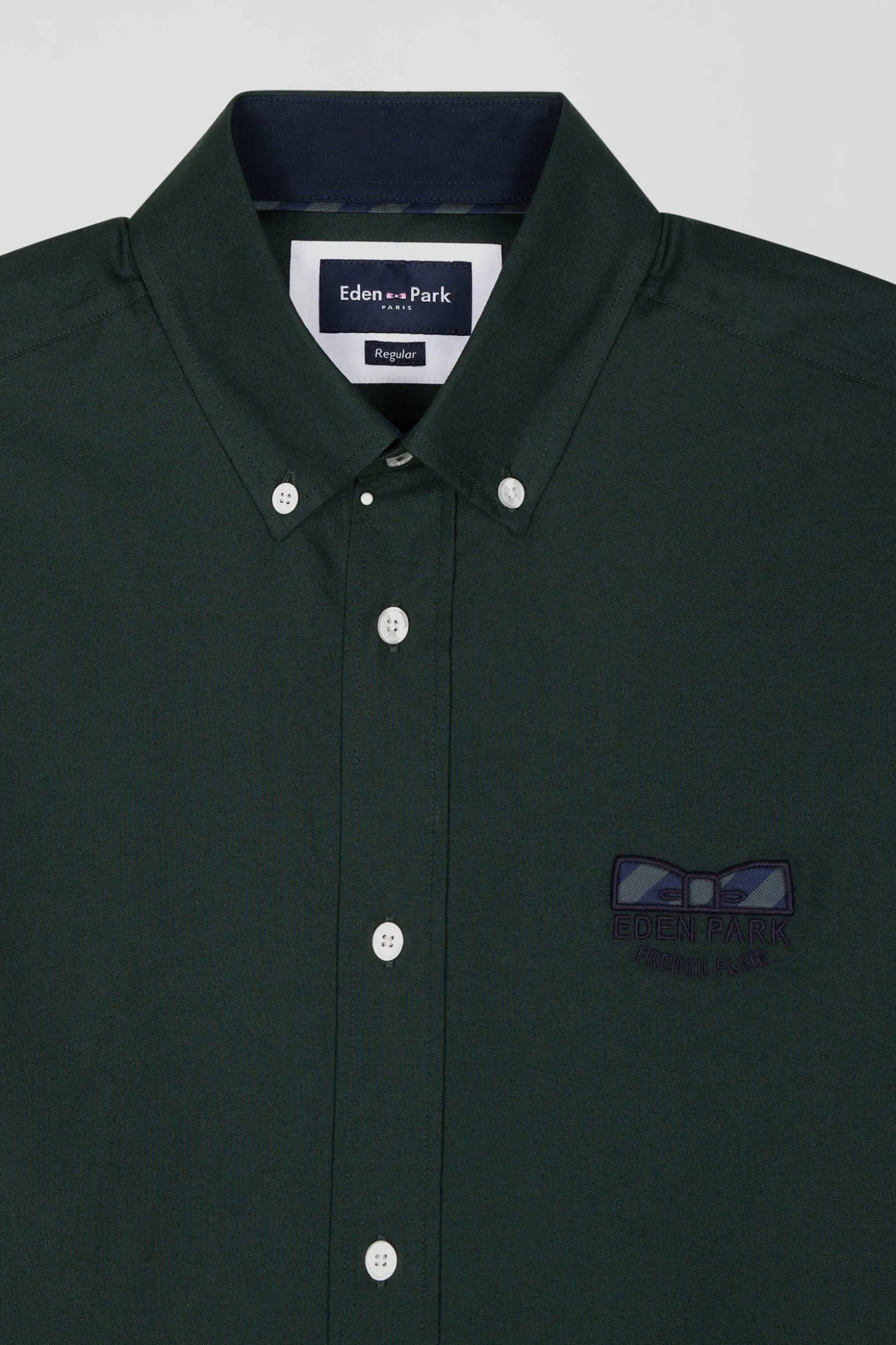 Chemise en coton Oxford vert nœud papillon cerclé coupe Regular