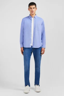 Chemise en coton pinpoint bleu