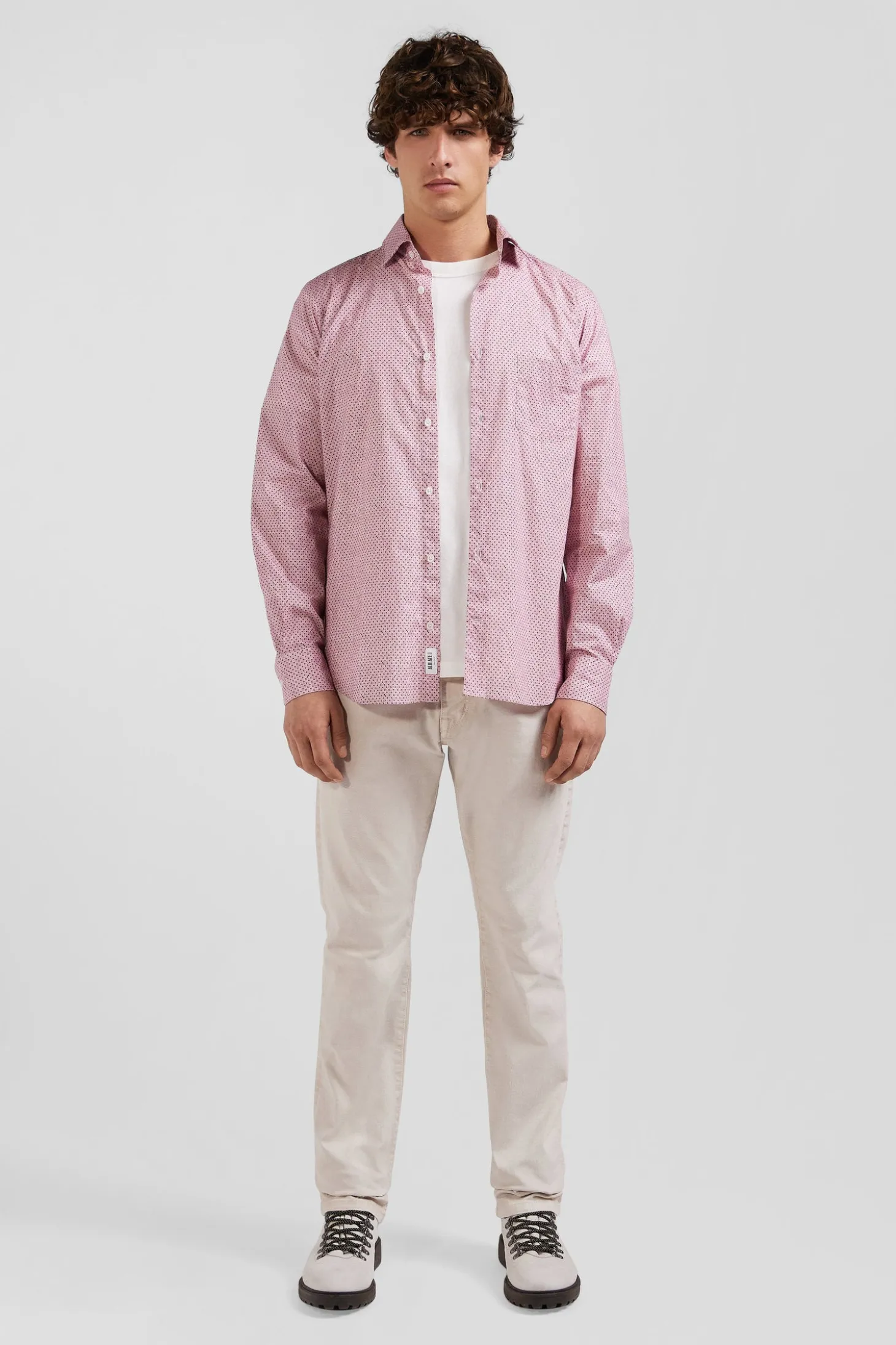Chemise en coton rose coupe Slim