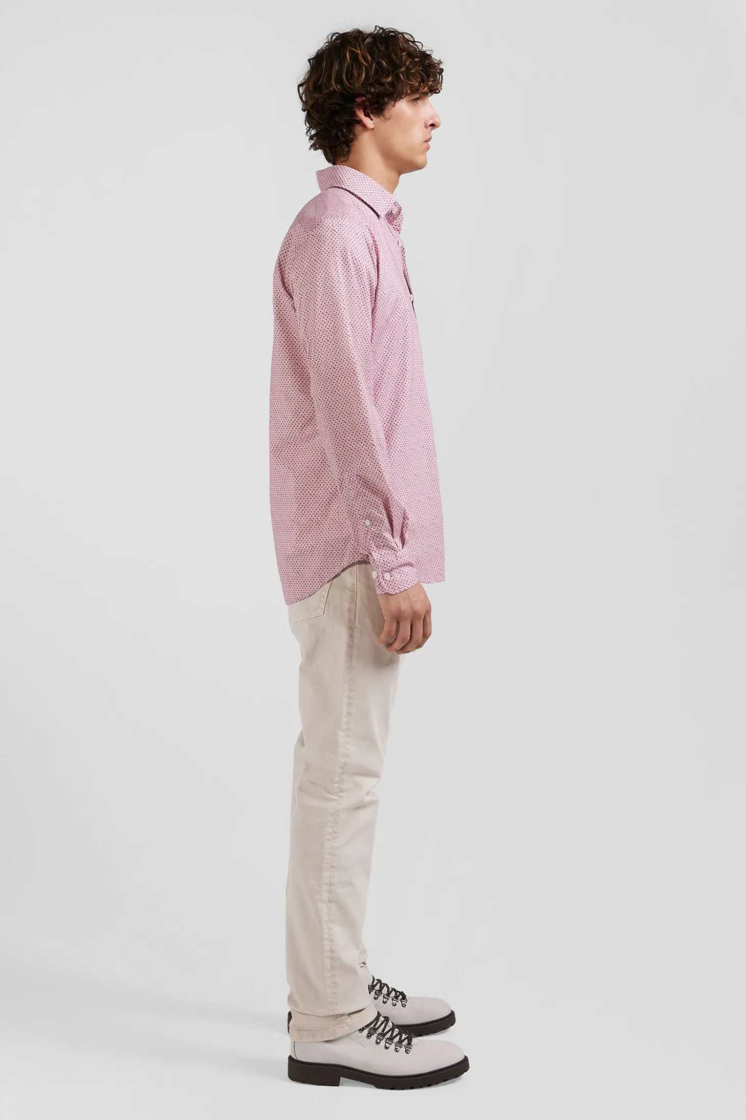 Chemise en coton rose coupe Slim
