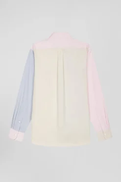 Chemise en coton tricolore ciel coupe Regular