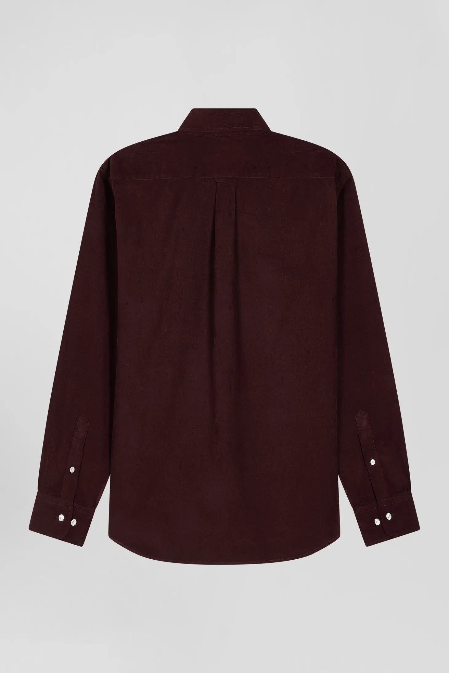 Chemise en coton uni bordeaux col boutonné et poche poitrine coupe Regular