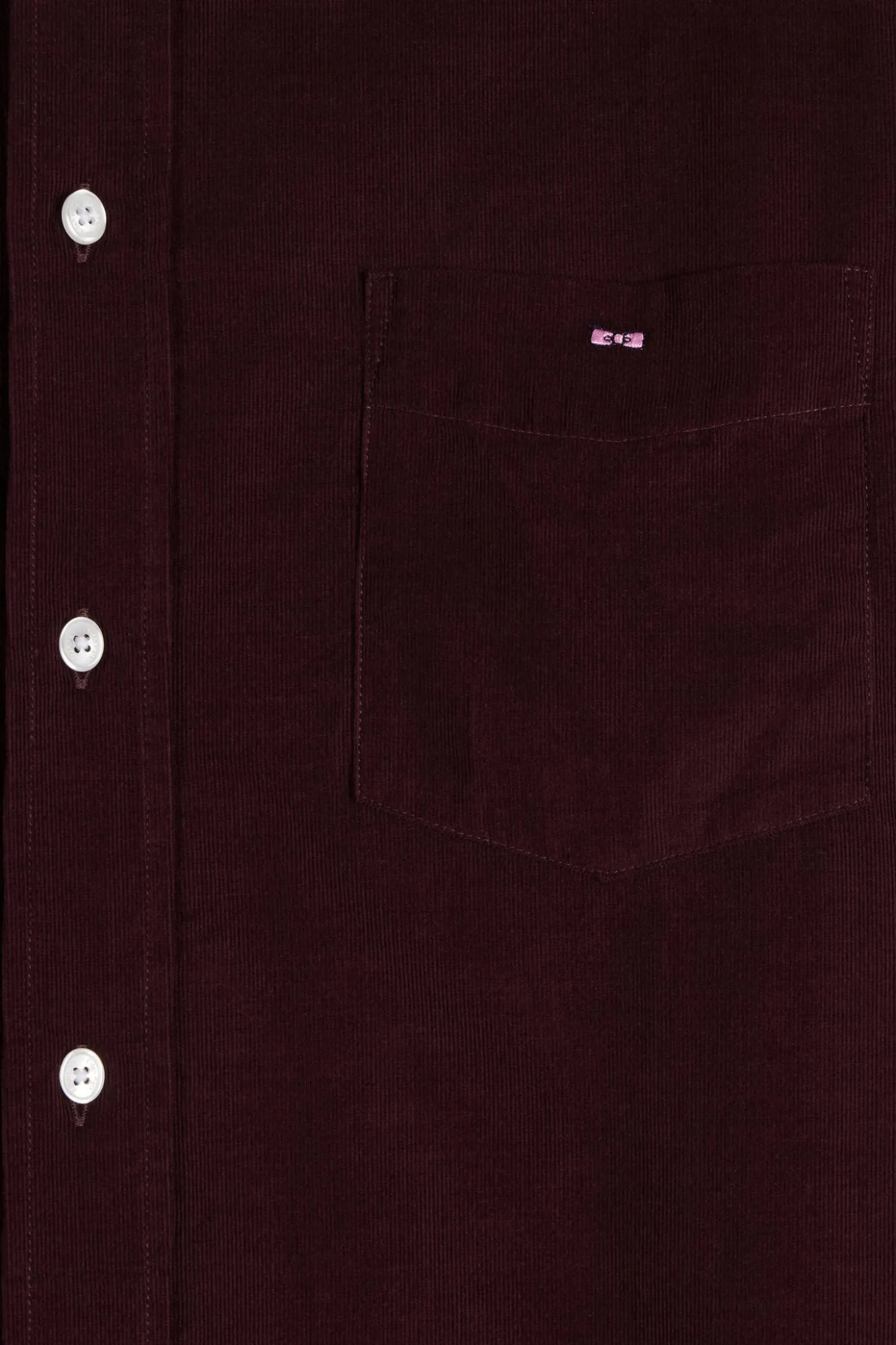 Chemise en coton uni bordeaux col boutonné et poche poitrine coupe Regular