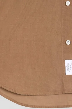 Chemise en coton uni camel col boutonné et poche poitrine coupe Regular