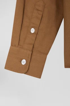 Chemise en coton uni camel en coton oxford coupe Regular
