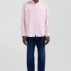 Chemise en coton uni rose col boutonné et poche poitrine coupe Regular