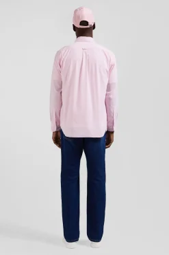 Chemise en coton uni rose col boutonné et poche poitrine coupe Regular