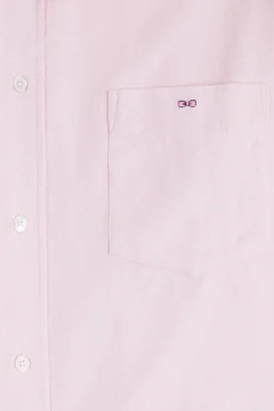 Chemise en coton uni rose col boutonné et poche poitrine coupe Regular