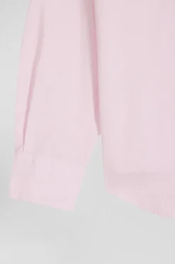 Chemise en coton uni rose col boutonné et poche poitrine coupe Regular