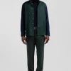 Chemise en oxford de coton verte et marine broderie dos coupe Regular