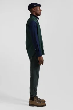 Chemise en oxford de coton verte et marine broderie dos coupe Regular