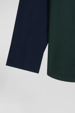 Chemise en oxford de coton verte et marine broderie dos coupe Regular