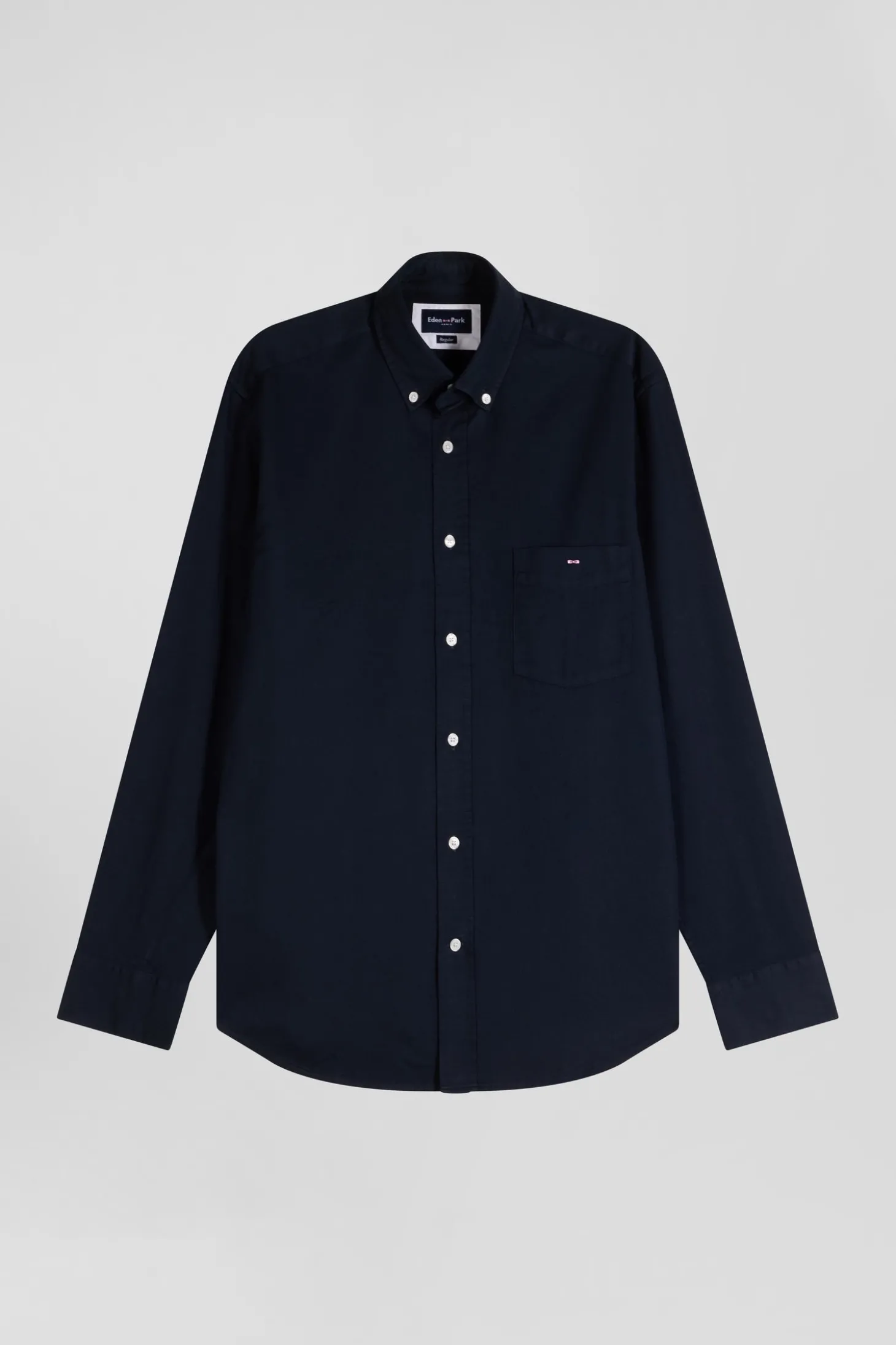 Chemise en piqué coton unie bleu marine coupe Regular