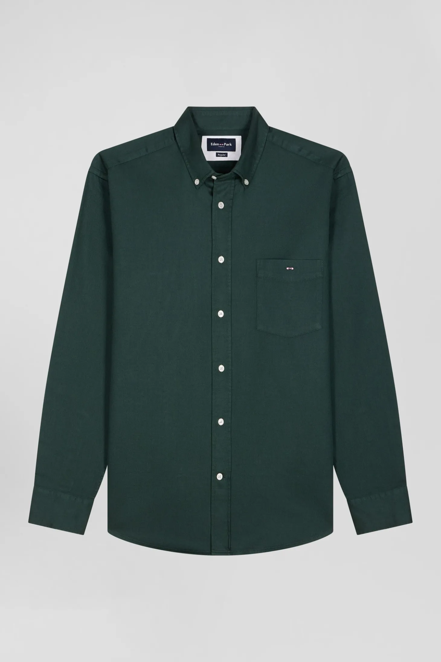 Chemise en piqué coton unie verte coupe Regular