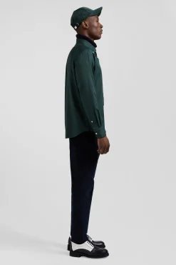 Chemise en piqué coton unie verte coupe Regular