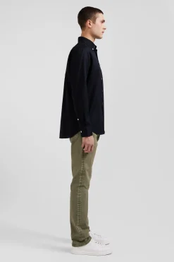 Chemise en piqué coton unie noire coupe Regular