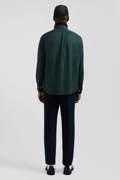 Chemise en piqué coton unie verte coupe Regular