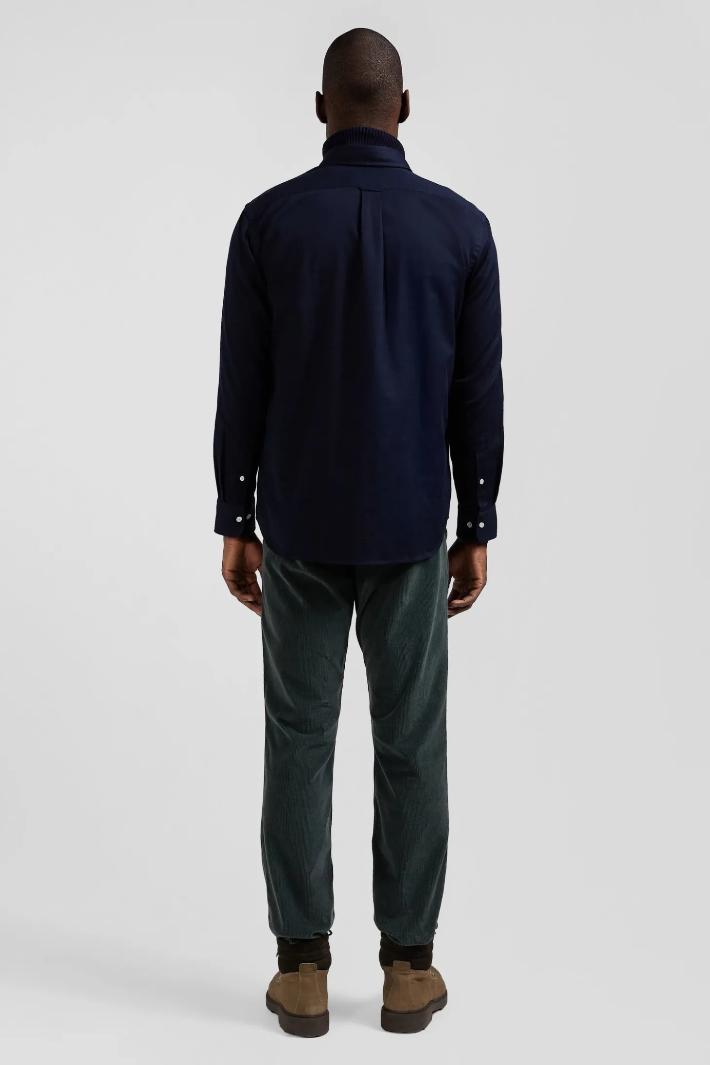 Chemise en piqué coton unie bleu marine coupe Regular