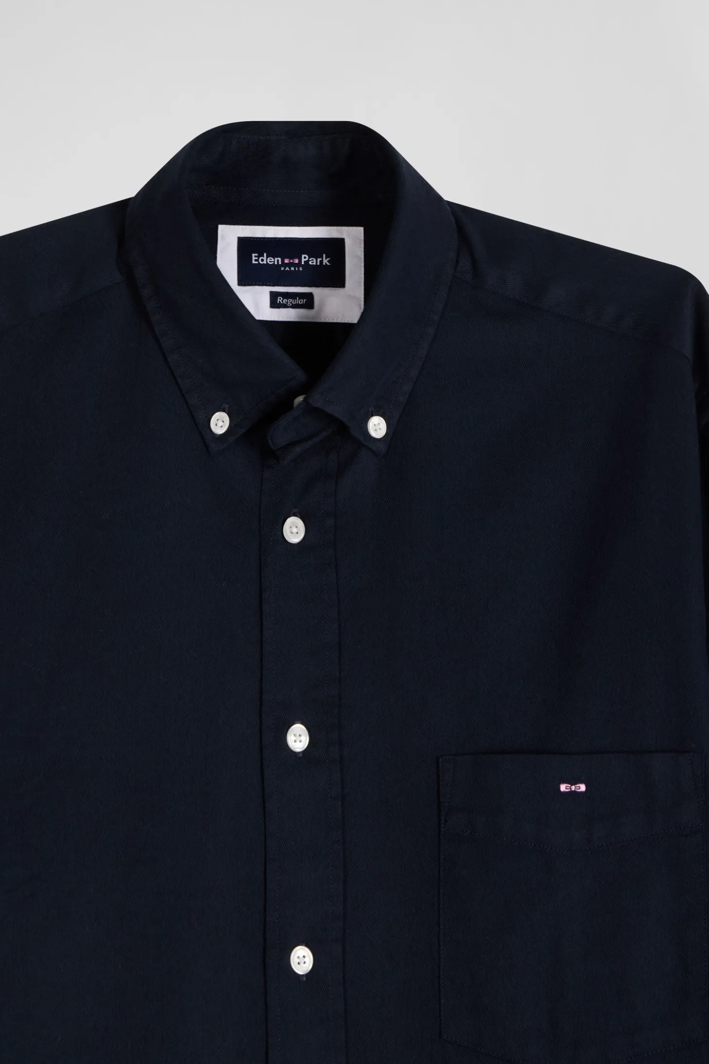 Chemise en piqué coton unie bleu marine coupe Regular