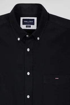 Chemise en piqué coton unie noire coupe Regular