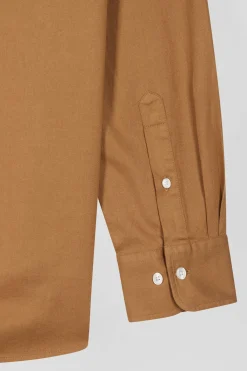 Chemise en piqué coton unie camel coupe Regular