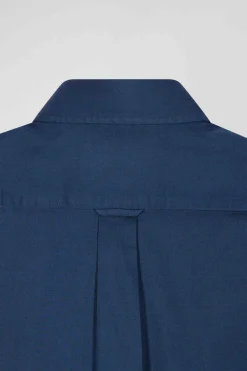 Chemise en piqué coton unie bleue coupe Regular