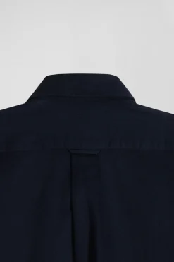 Chemise en piqué coton unie bleu marine coupe Regular