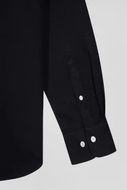 Chemise en piqué coton unie noire coupe Regular