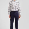 Chemise en popeline de coton écrue imprimé floral marine coupe Regular