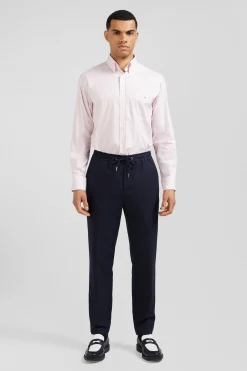 Chemise en popeline de coton rose à rayures bâton coupe Regular