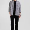 Chemise en popeline de coton rayée marine coupe Regular