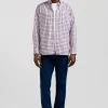 Chemise en popeline de coton rose à carreaux bicolore coupe Regular