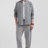 Chemise en popeline de coton vert à carreaux bicolore coupe Regular