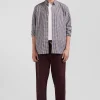 Chemise en popeline de coton bordeaux à carreaux bicolore coupe Regular