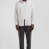 Chemise en popeline de coton écrue à microimprimé fleurs coupe Regular