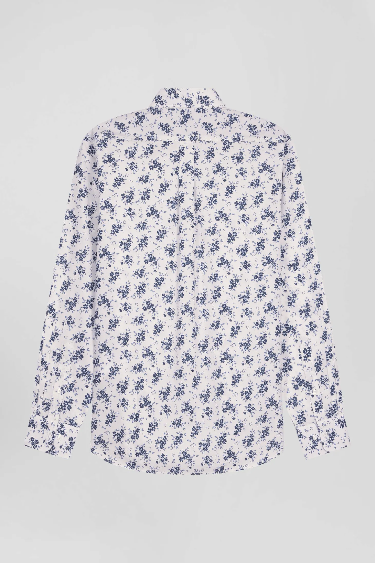 Chemise en popeline de coton écrue imprimé floral marine coupe Regular