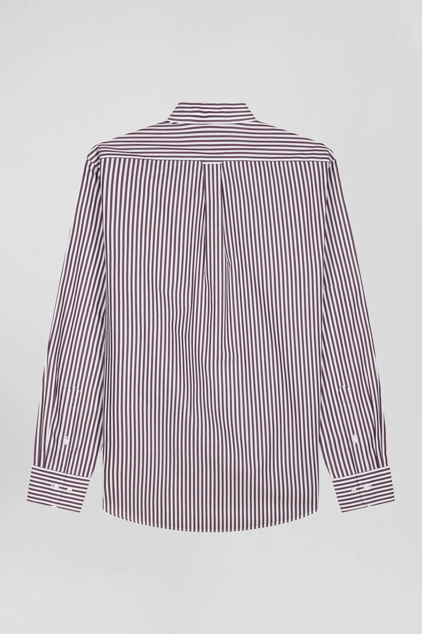 Chemise en popeline de coton rayée bordeaux coupe Regular