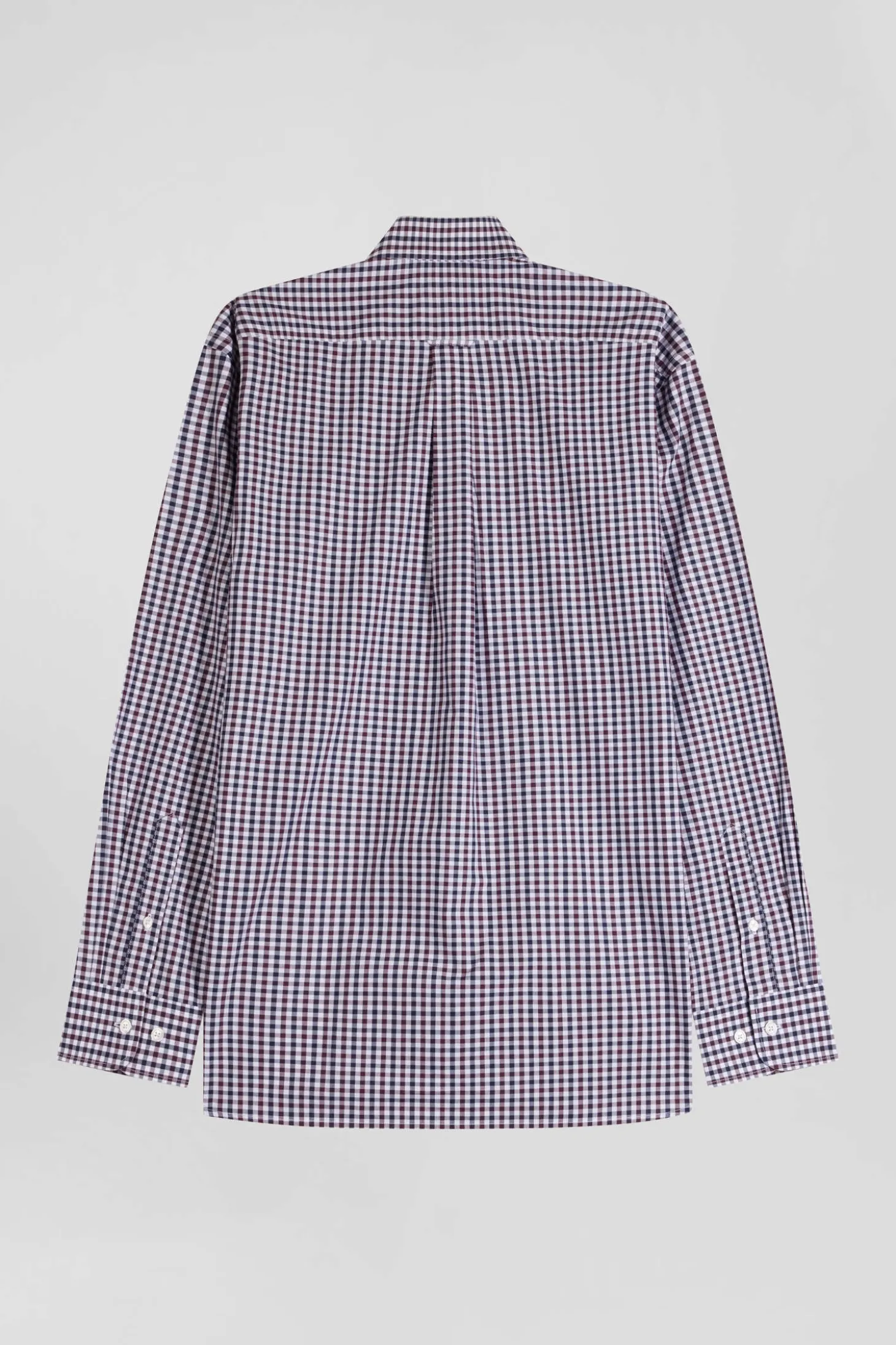 Chemise en popeline de coton bordeaux à carreaux bicolore coupe Regular