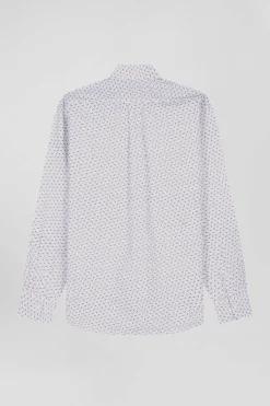 Chemise en popeline de coton écrue microimprimé nœud papillon coupe Regular