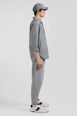 Chemise en popeline de coton vert à carreaux bicolore coupe Regular